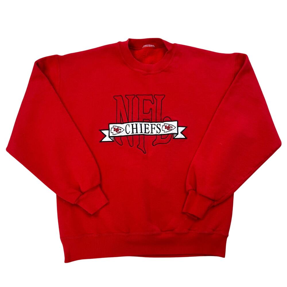 Vintage NFL KC Kansas City Chiefs Football Embroidered Pullover Sweatshirt (L)
